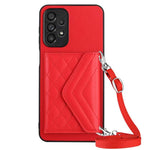 Custodia per telefono RFID con struttura rombica e cordino lungo, For Samsung Galaxy S21 FE, For Samsung Galaxy A52, For Samsung Galaxy A12