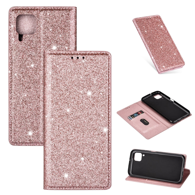Custodia in pelle flip magnetica ultrasottile con glitter per Huawei P40 Lite