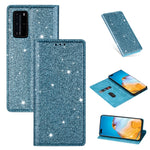 Custodia in pelle flip magnetica ultrasottile con glitter per Huawei P40 Lite