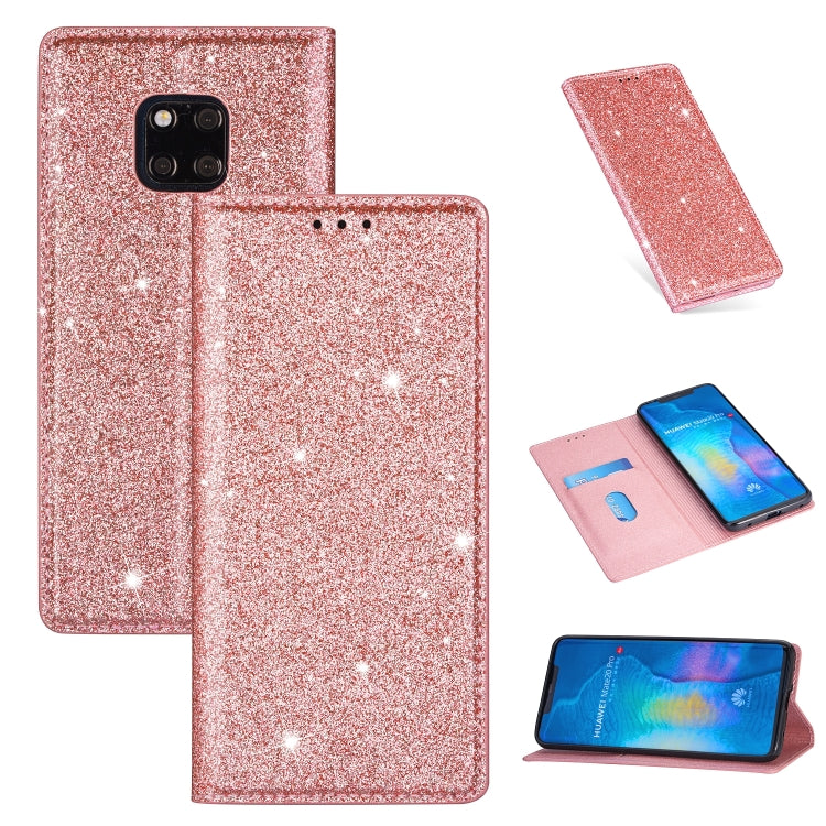 Custodia in pelle flip magnetica ultrasottile con glitter per Huawei P40 Lite