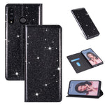 Custodia in pelle flip orizzontale magnetica ultrasottile con glitter per Huawei