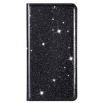 Custodia in pelle flip orizzontale magnetica ultrasottile con glitter per Huawei