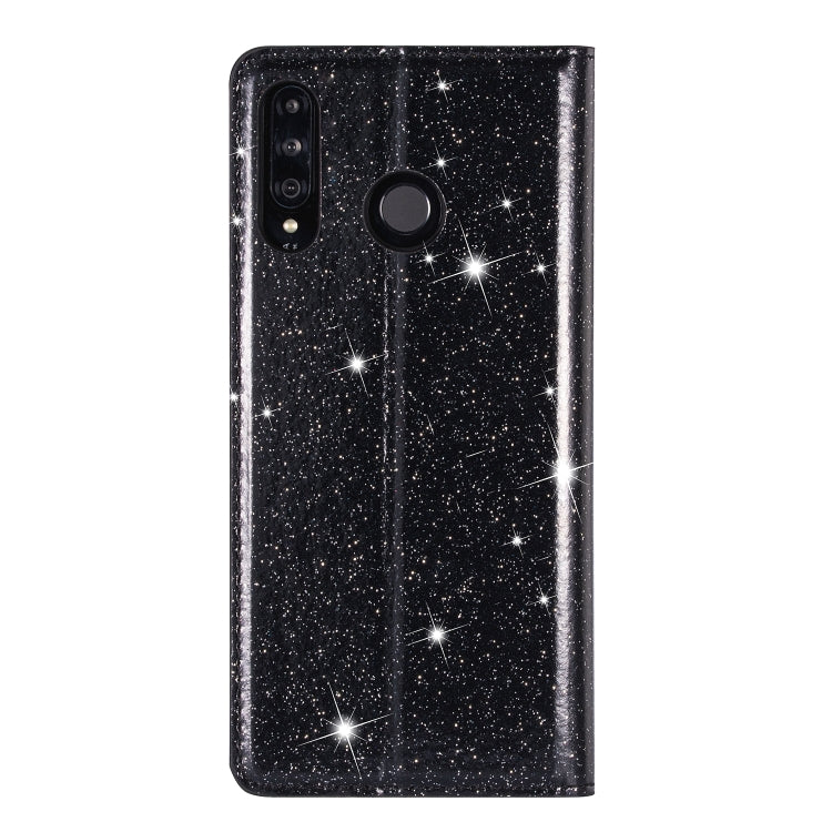 Custodia in pelle flip orizzontale magnetica ultrasottile con glitter per Huawei