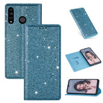 Custodia in pelle flip orizzontale magnetica ultrasottile con glitter per Huawei