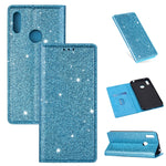 Custodia in pelle flip orizzontale magnetica ultrasottile con glitter per Huawei