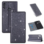 Custodia in pelle flip orizzontale magnetica ultrasottile con glitter per Huawei