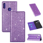 Custodia in pelle flip orizzontale magnetica ultrasottile con glitter per Huawei