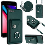 Custodia per telefono con supporto ad anello per borsa per carte d'organo con cordino lungo, For iPhone 8 Plus / 7 Plus