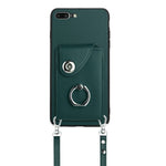 Custodia per telefono con supporto ad anello per borsa per carte d'organo con cordino lungo, For iPhone 8 Plus / 7 Plus