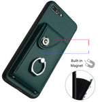 Custodia per telefono con supporto ad anello per borsa per carte d'organo con cordino lungo, For iPhone 8 Plus / 7 Plus