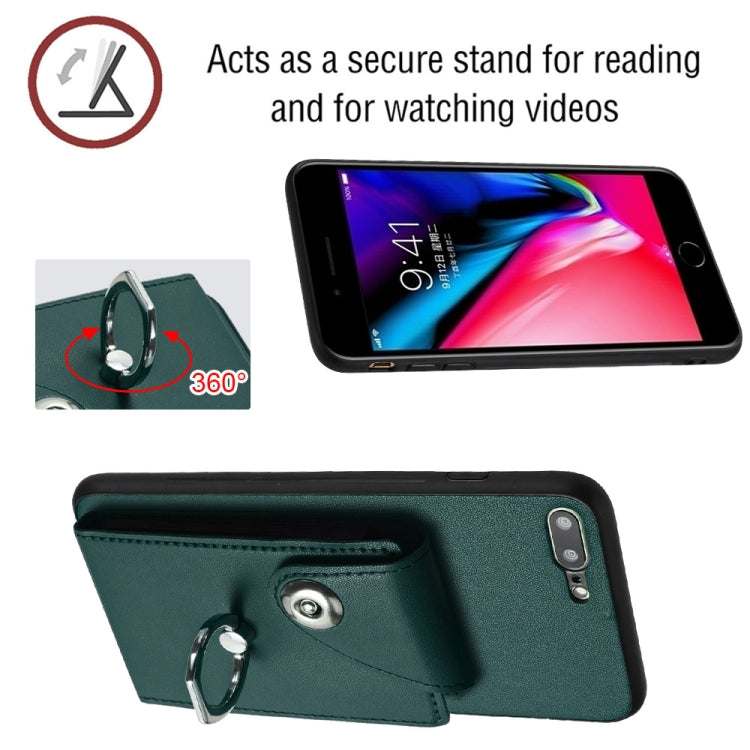 Custodia per telefono con supporto ad anello per borsa per carte d'organo con cordino lungo, For iPhone 8 Plus / 7 Plus