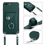 Custodia per telefono con supporto ad anello per borsa per carte d'organo con cordino lungo, For iPhone 8 Plus / 7 Plus