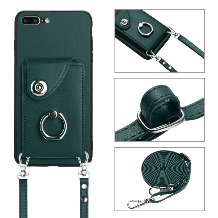 Custodia per telefono con supporto ad anello per borsa per carte d'organo con cordino lungo, For iPhone 8 Plus / 7 Plus