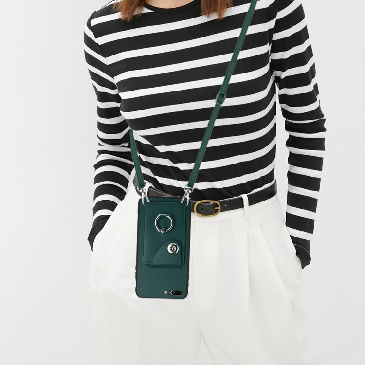 Custodia per telefono con supporto ad anello per borsa per carte d'organo con cordino lungo, For iPhone 8 Plus / 7 Plus