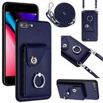 Custodia per telefono con supporto ad anello per borsa per carte d'organo con cordino lungo, For iPhone 8 Plus / 7 Plus