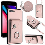 Custodia per telefono con supporto ad anello per borsa per carte d'organo con cordino lungo, For iPhone 8 Plus / 7 Plus
