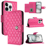 Custodia per cellulare in pelle con texture rombica con cordino, For iPhone SE 2024, For iPhone 16 Pro Max, For iPhone 16 Pro, For iPhone 16 Plus