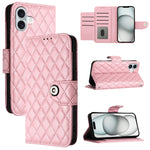 Custodia per cellulare in pelle con texture rombica con cordino, For iPhone SE 2024, For iPhone 16 Pro Max, For iPhone 16 Pro, For iPhone 16 Plus