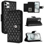 Custodia per cellulare in pelle con texture rombica con cordino, For iPhone 13, For iPhone 12 / 12 Pro, For iPhone 12 Pro Max, For iPhone 11 Pro Max
