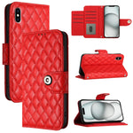 Custodia per cellulare in pelle con texture rombica con cordino, For iPhone XS Max, For iPhone 8 Plus / 7 Plus / 6s Plus