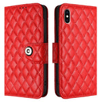 Custodia per cellulare in pelle con texture rombica con cordino, For iPhone XS Max, For iPhone 8 Plus / 7 Plus / 6s Plus