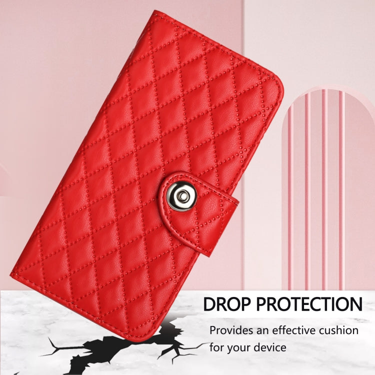 Custodia per cellulare in pelle con texture rombica con cordino, For iPhone XS Max, For iPhone 8 Plus / 7 Plus / 6s Plus
