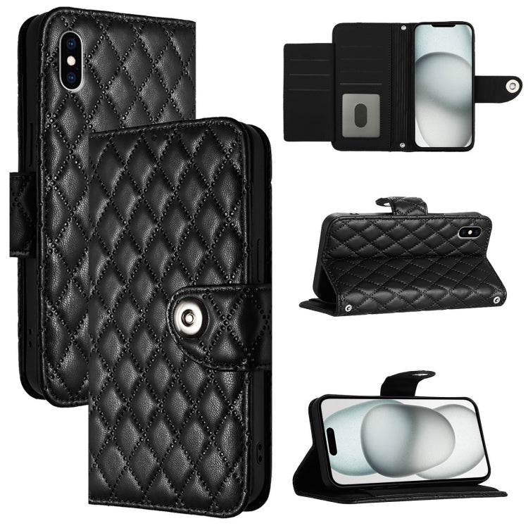Custodia per cellulare in pelle con texture rombica con cordino, For iPhone XS Max, For iPhone 8 Plus / 7 Plus / 6s Plus