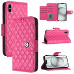 Custodia per cellulare in pelle con texture rombica con cordino, For iPhone XS Max, For iPhone 8 Plus / 7 Plus / 6s Plus