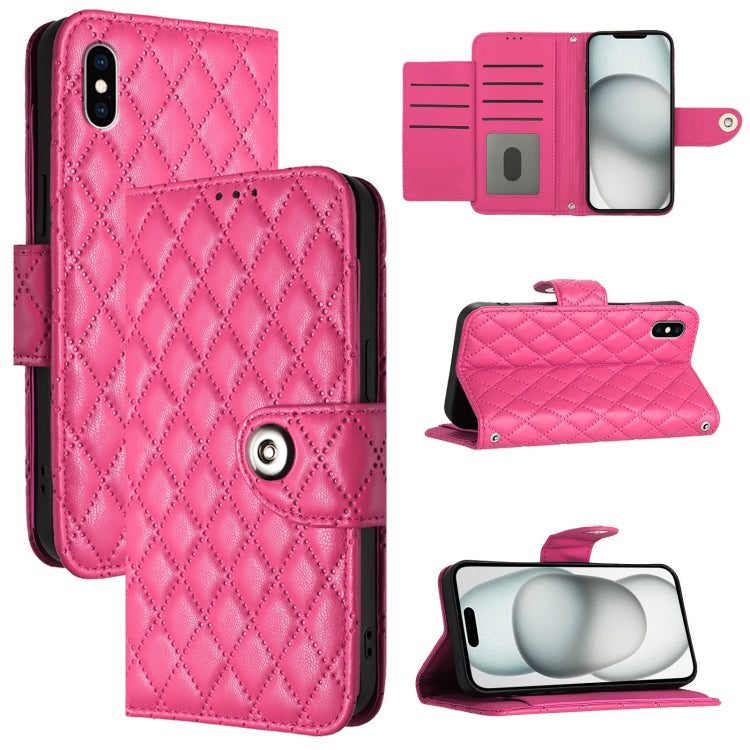 Custodia per cellulare in pelle con texture rombica con cordino, For iPhone XS Max, For iPhone 8 Plus / 7 Plus / 6s Plus