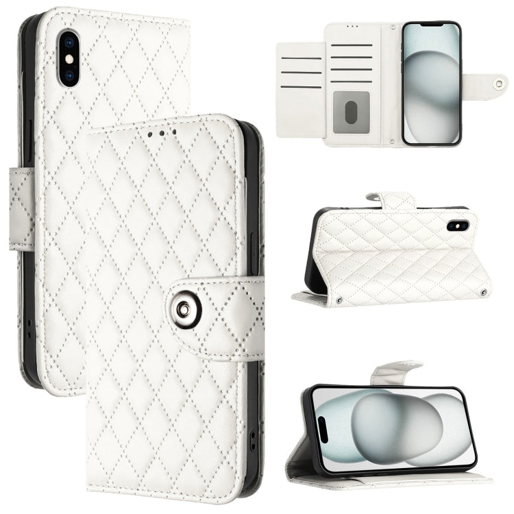Custodia per cellulare in pelle con texture rombica con cordino, For iPhone XS Max, For iPhone 8 Plus / 7 Plus / 6s Plus