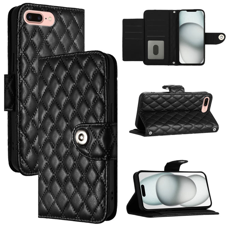 Custodia per cellulare in pelle con texture rombica con cordino, For iPhone XS Max, For iPhone 8 Plus / 7 Plus / 6s Plus