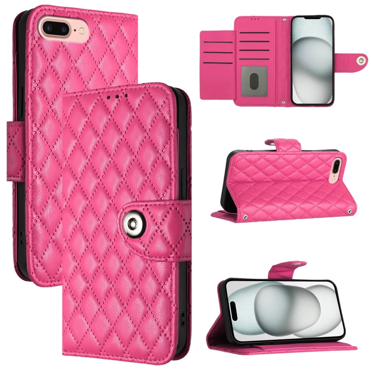 Custodia per cellulare in pelle con texture rombica con cordino, For iPhone XS Max, For iPhone 8 Plus / 7 Plus / 6s Plus