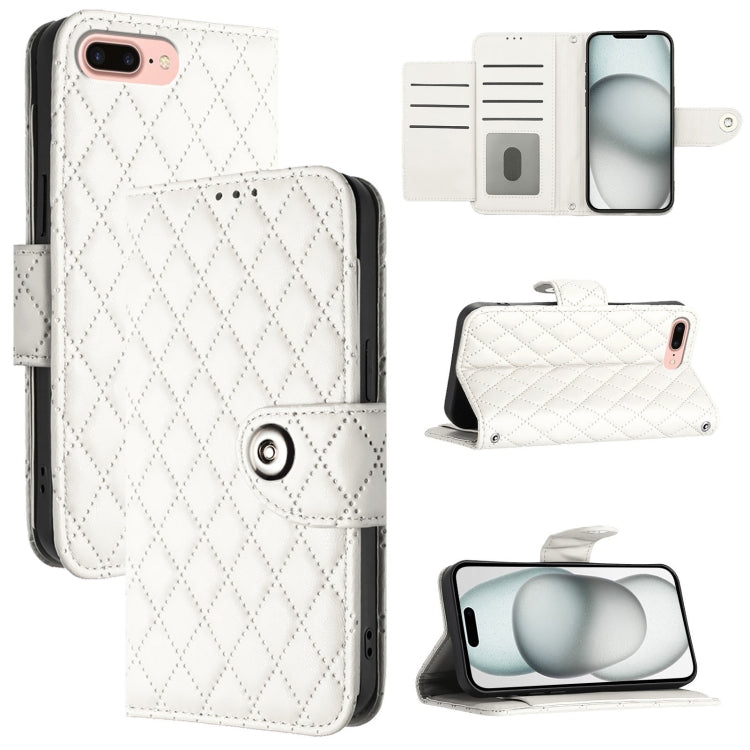 Custodia per cellulare in pelle con texture rombica con cordino, For iPhone XS Max, For iPhone 8 Plus / 7 Plus / 6s Plus