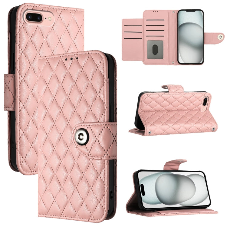 Custodia per cellulare in pelle con texture rombica con cordino, For iPhone XS Max, For iPhone 8 Plus / 7 Plus / 6s Plus