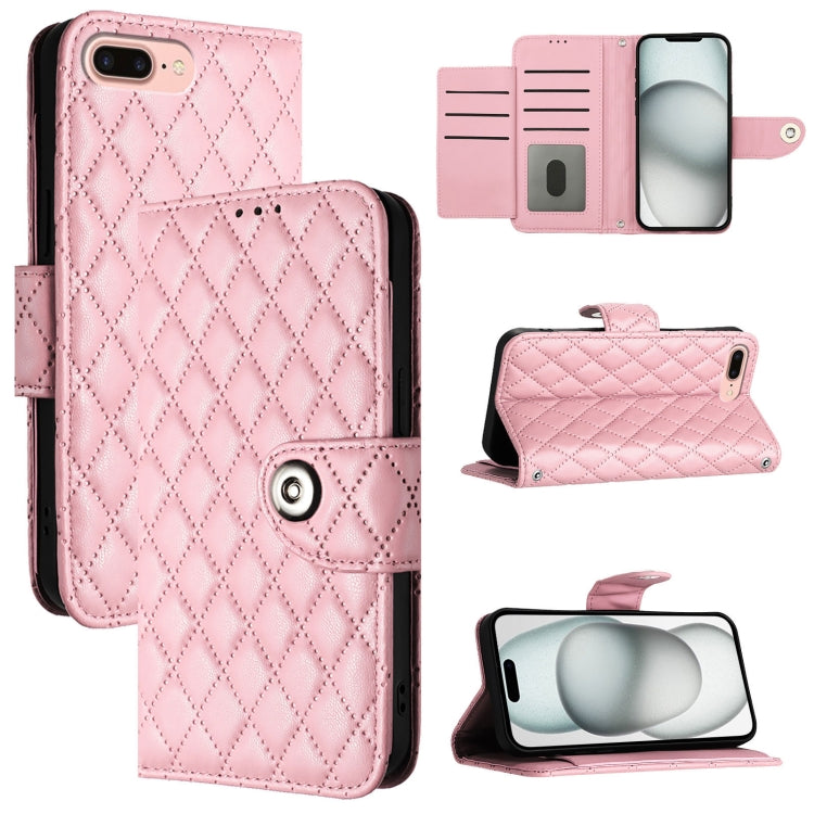 Custodia per cellulare in pelle con texture rombica con cordino, For iPhone XS Max, For iPhone 8 Plus / 7 Plus / 6s Plus