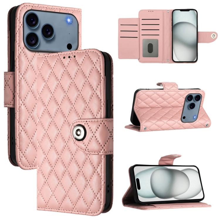 Custodia per cellulare in pelle con texture rombica con cordino, For iPhone 17 Pro Max, For iPhone 17 Pro, For iPhone 17, For iPhone Air