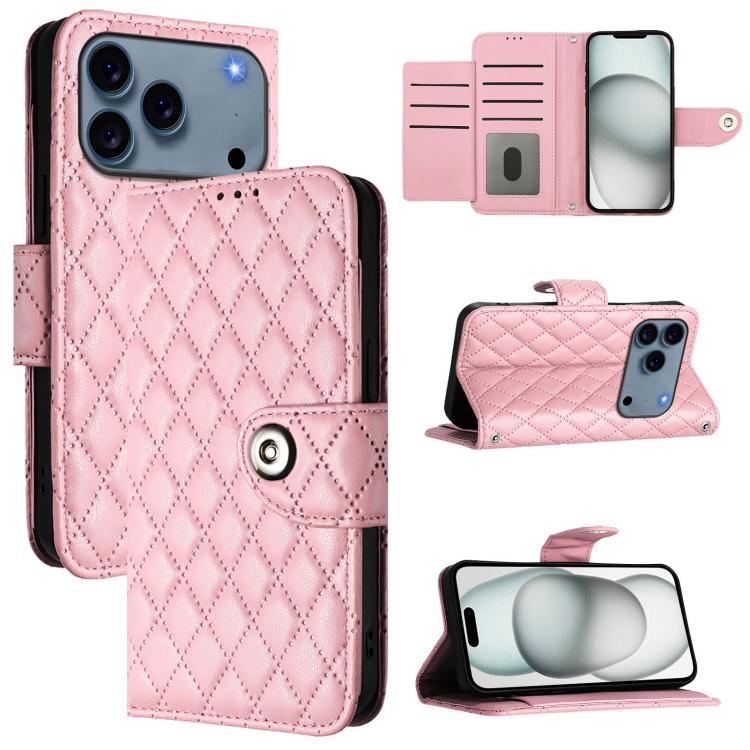 Custodia per cellulare in pelle con texture rombica con cordino, For iPhone 17 Pro Max, For iPhone 17 Pro, For iPhone 17, For iPhone Air