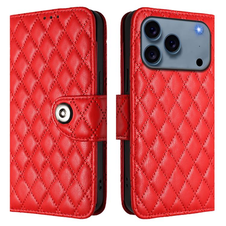 Custodia per cellulare in pelle con texture rombica con cordino, For iPhone 17 Pro Max, For iPhone 17 Pro, For iPhone 17, For iPhone Air