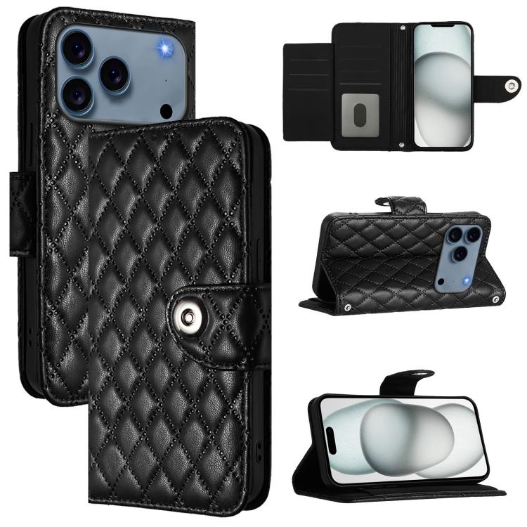 Custodia per cellulare in pelle con texture rombica con cordino, For iPhone 17 Pro Max, For iPhone 17 Pro, For iPhone 17, For iPhone Air
