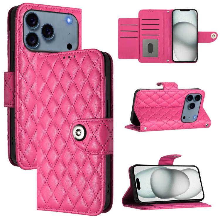 Custodia per cellulare in pelle con texture rombica con cordino, For iPhone 17 Pro Max, For iPhone 17 Pro, For iPhone 17, For iPhone Air