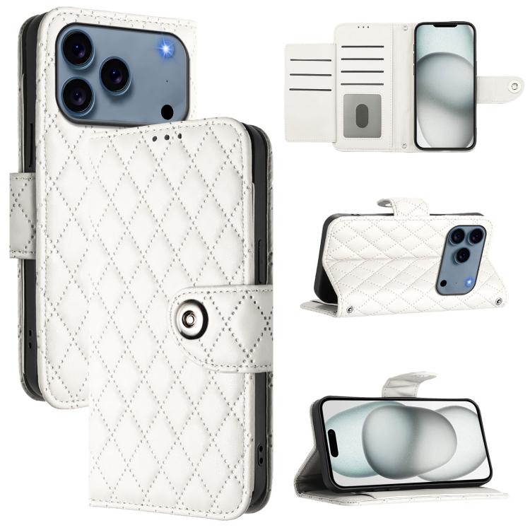 Custodia per cellulare in pelle con texture rombica con cordino, For iPhone 17 Pro Max, For iPhone 17 Pro, For iPhone 17, For iPhone Air