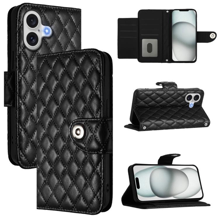 Custodia per cellulare in pelle con texture rombica con cordino, For iPhone 17 Pro Max, For iPhone 17 Pro, For iPhone 17, For iPhone Air