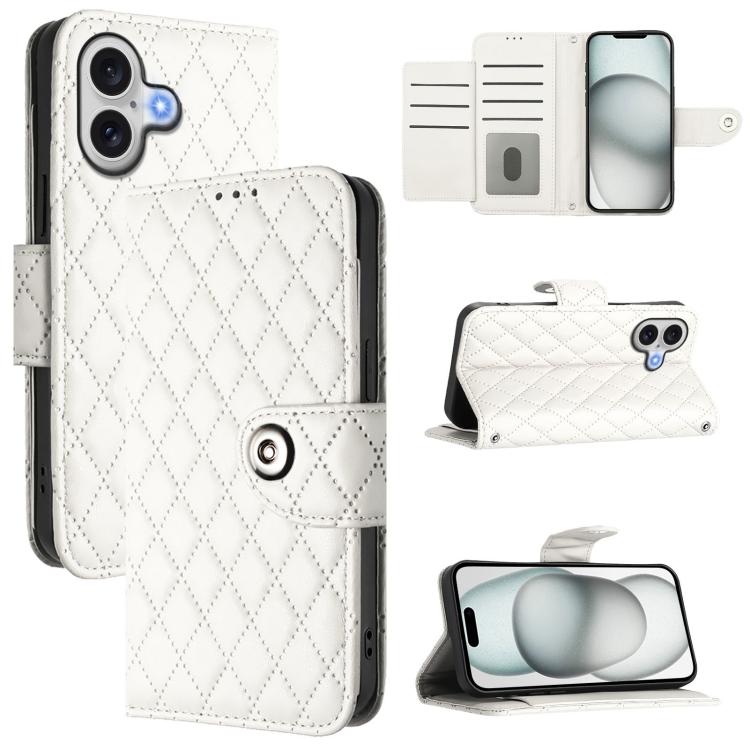 Custodia per cellulare in pelle con texture rombica con cordino, For iPhone 17 Pro Max, For iPhone 17 Pro, For iPhone 17, For iPhone Air