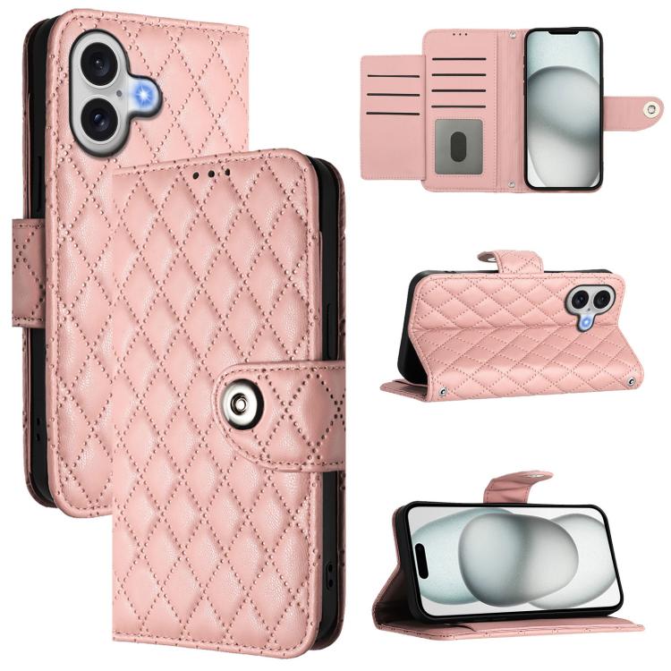 Custodia per cellulare in pelle con texture rombica con cordino, For iPhone 17 Pro Max, For iPhone 17 Pro, For iPhone 17, For iPhone Air