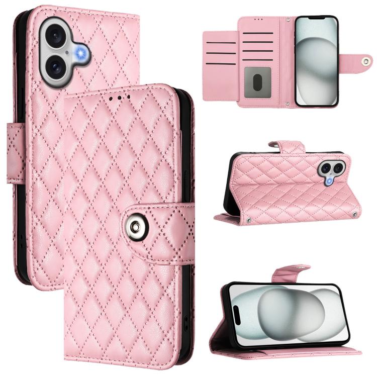 Custodia per cellulare in pelle con texture rombica con cordino, For iPhone 17 Pro Max, For iPhone 17 Pro, For iPhone 17, For iPhone Air