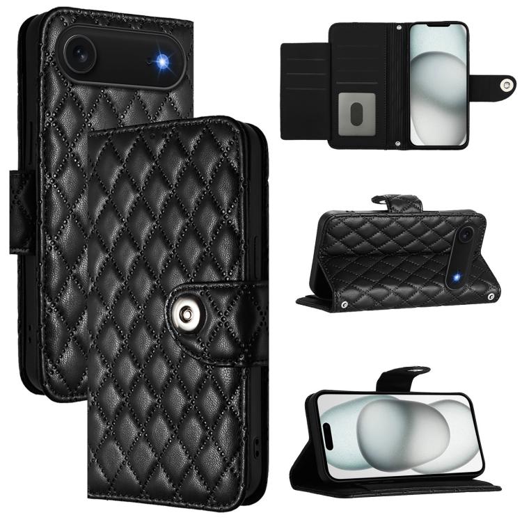Custodia per cellulare in pelle con texture rombica con cordino, For iPhone 17 Pro Max, For iPhone 17 Pro, For iPhone 17, For iPhone Air