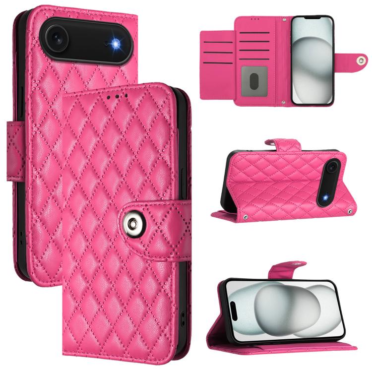 Custodia per cellulare in pelle con texture rombica con cordino, For iPhone 17 Pro Max, For iPhone 17 Pro, For iPhone 17, For iPhone Air