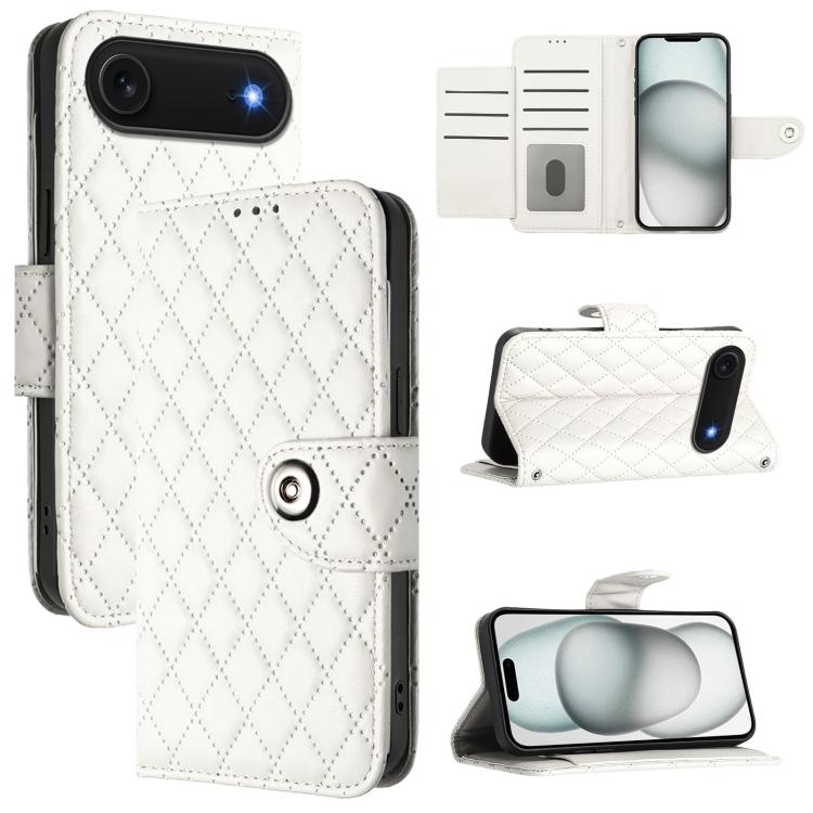 Custodia per cellulare in pelle con texture rombica con cordino, For iPhone 17 Pro Max, For iPhone 17 Pro, For iPhone 17, For iPhone Air