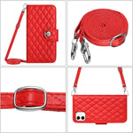 Custodia portafoglio in pelle con texture rombica per iPhone 12 e