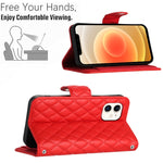 Custodia portafoglio in pelle con texture rombica per iPhone 12 e